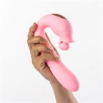 Розовый вибратор Selove Campanula с вращающимся стимулятором клитора - 18,2 см. 531397