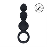 Черная анальная елочка Beaded Silicone Anal Probe with Loop 531500