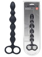 Черная анальная цепочка Beaded Silicone Anal Probe with Double Loop - 24 см. 531502