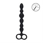 Черная анальная цепочка Beaded Silicone Anal Probe with Double Loop - 24 см. 531502