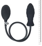 Черная анальная втулка с функцией расширения Ribbed Inflatable Silicone Anal Plug 531522
