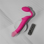 Ярко-розовый безремневой страпон Strap-on-me Vibrating Bendable Strap-On size M 531529