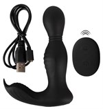 Черная анальная пробка с вибрацией, вращением и пультом ДУ RC Butt Plug with 2 Functions 531649