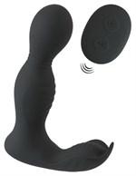 Черная анальная пробка с вибрацией, вращением и пультом ДУ RC Butt Plug with 2 Functions 531649