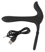 Черная насадка на член с вибрацией Couple’s Vibrator 531656