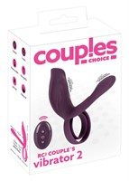Фиолетовая насадка на член с клиторальным отростком и пультом ДУ RC Couple’s Vibrator 2 531658