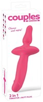 Розовый двусторонний вибратор 2in1 Vibrator & Butt Plug 531670