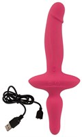 Розовый двусторонний вибратор 2in1 Vibrator & Butt Plug 531670