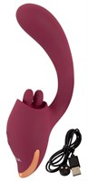 Малиновый вибратор с подвижными язычками 2 Function Vibrator - 20,6 см. 531671