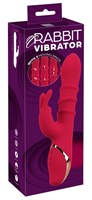 Красный вибратор-кролик с 3 подвижными кольцами Rabbit Vibrator with 3 Moving Rings - 23,7 см. 531686