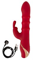Красный вибратор-кролик с 3 подвижными кольцами Rabbit Vibrator with 3 Moving Rings - 23,7 см. 531686