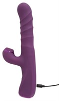 Фиолетовый вибратор-кролик с функцией постукивания и фрикциями 3 Function Rabbit Vibrator - 23,7 см. 531721