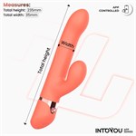 Коралловый вибратор-кролик с кольцом из бусин и имитацией фингеринга Mindy 531754