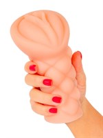 Телесный мастурбатор-вагина с вибропулей и эрекционными кольцами в комплекте 531828