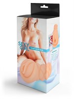 Телесный мастурбатор-вагина с вибропулей и эрекционными кольцами в комплекте 531828