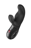 Черный вибратор с клиторальным стимулятором Miss Bi - 17 см. 531845