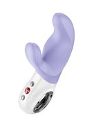 Сиреневый вибратор с клиторальным стимулятором Miss Bi - 17 см. 531846