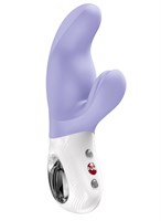 Сиреневый вибратор с клиторальным стимулятором Miss Bi - 17 см. 531846