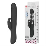 Черный вибратор-кролик Byron с движущимися шариками - 25 см. 531911