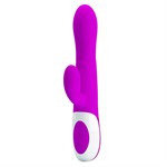 Лиловый вибратор Douglas с клиторальным отростком и функцией расширения - 24,9 см. 531995