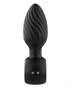 Черная анальная пробка с вибрацией, вращением и пультом ДУ 532182