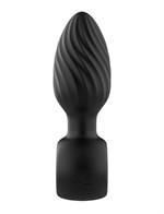 Черная анальная пробка с вибрацией, вращением и пультом ДУ 532182