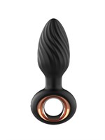 Черная анальная пробка с вибрацией, вращением и пультом ДУ 532182
