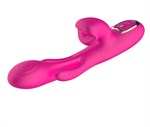 Розовый вибратор со стимуляцией клитора и фингерингом - 23,5 см. 532198