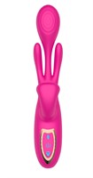 Розовый вибратор со стимуляцией клитора и фингерингом - 23,5 см. 532198