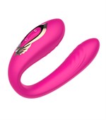 Розовый U-образный вибратор с вращающейся вагинальной частью 532204