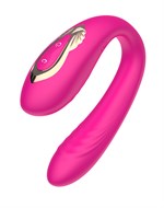 Розовый U-образный вибратор с вращающейся вагинальной частью 532204