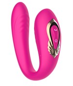 Розовый U-образный вибратор с вращающейся вагинальной частью 532204