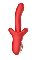Красный вибратор с постукивающим эффектом - 22 см. 532205