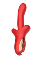 Красный вибратор с постукивающим эффектом - 22 см. 532205