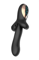 Черный вибратор с постукивающим эффектом - 22 см. 532206