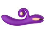 Фиолетовый вибратор-кролик с функцией вращения ствола 532210