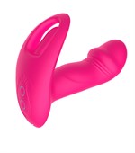 Розовый вагинально-клиторальный вибратор c функцией фингеринга 532229
