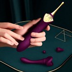 Фиолетовый клиторальный вибростимулятор с насадками Bess 532306