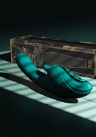 Зеленый вибростимулятор-кролик с функцией нагрева Ares - 24,6 см. 532372