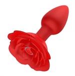 Красный анальный вибростимулятор в форме розы 532379