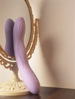 Сиреневый интерактивный вибромассажёр Selena с поступательными движениями и нагревом - 21 см. 532439