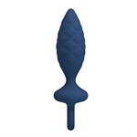 Синяя анальная пробка с кольцом Butt Plug with Loop M - 13,4 см. 532470