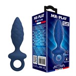 Синяя анальная пробка с кольцом Butt Plug with Loop S - 11,5 см. 532471