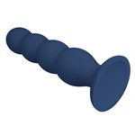 Синий анальный стимулятор со смещенным центром тяжести Silicone Anal Plug XL - 16,5 см. 532473