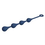 Синяя анальная ёлочка с кольцом Waterdrop Anal Balls 30 mm M - 33,5 см. 532475