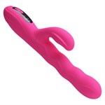 Розовый вибростимулятор-кролик с волновыми движениями Winters - 25,2 см. 532493