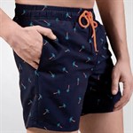 Темно-синие мужские пляжные шорты с принтом в виде пальм 532539