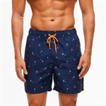 Темно-синие мужские пляжные шорты с принтом в виде пальм 532539