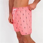 Розовые мужские пляжные шорты с принтом в виде якорей 532545