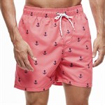 Розовые мужские пляжные шорты с принтом в виде якорей 532545